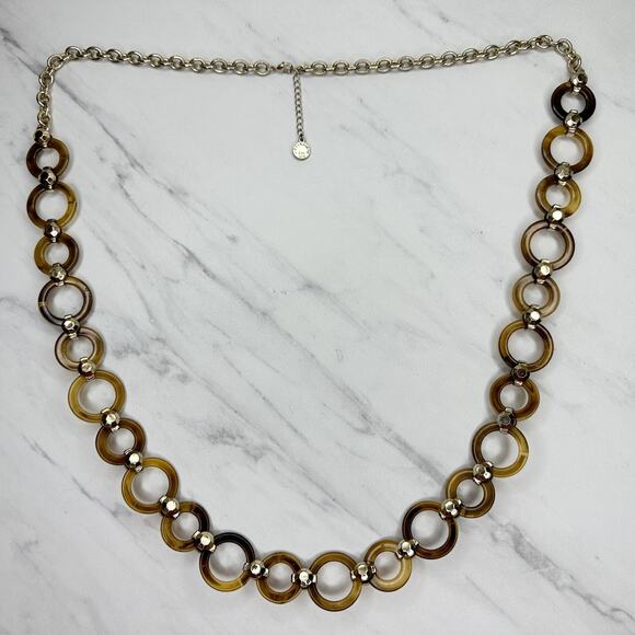 Liz Claiborne Chunky Plastic and Gold Tone Long Chain Link Necklace - Picture 2 of 9